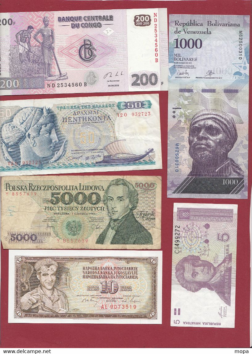 Pays Du Monde 15 Billets -9 En UNC Et 6 Dans L 'état (France 500 Francs "Pascal" Du 02/06/1983.F-ALPH .X.190 -(05) - Kilowaar - Bankbiljetten