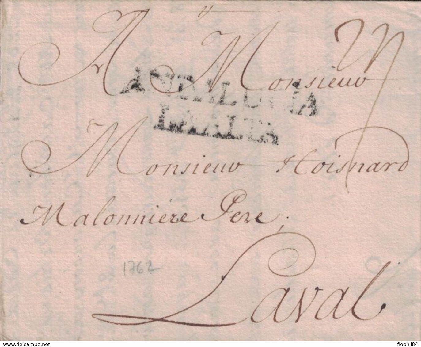 ESPAGNE - EL PUERTO DE SANTA MARIA - PROVINCE DE CADIX - LETTRE DU 20 AVRIL 1762 POUR LA FRANCE - GRIFFE ANDALUCIA LA AL - ...-1850 Prephilately