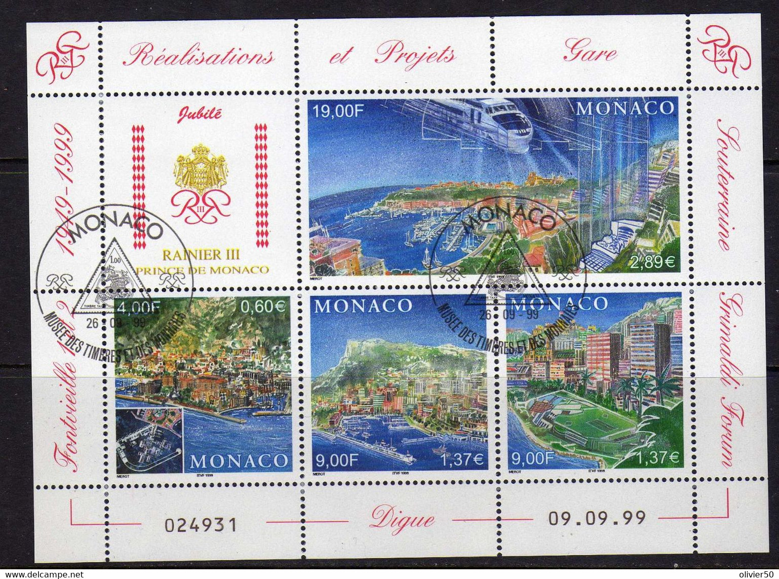 Monaco - 1999- Realisations Et Projets - Oblitere - Gebraucht