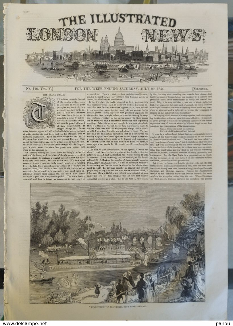 THE ILLUSTRATED LONDON NEWS 116, JULY 20, 1844. THAMES BIRMINGHAM SOUTHAMPTON - Sonstige & Ohne Zuordnung