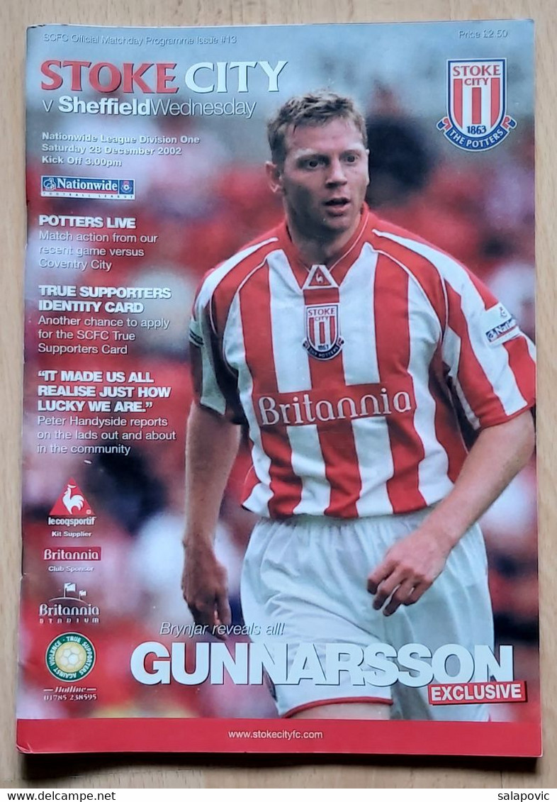 Stoke City Vs Sheffield Wednesday 28. December 2002  Football Match Program - Books