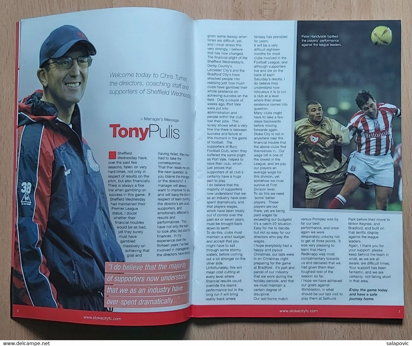 Stoke City Vs Sheffield Wednesday 28. December 2002  Football Match Program - Bücher