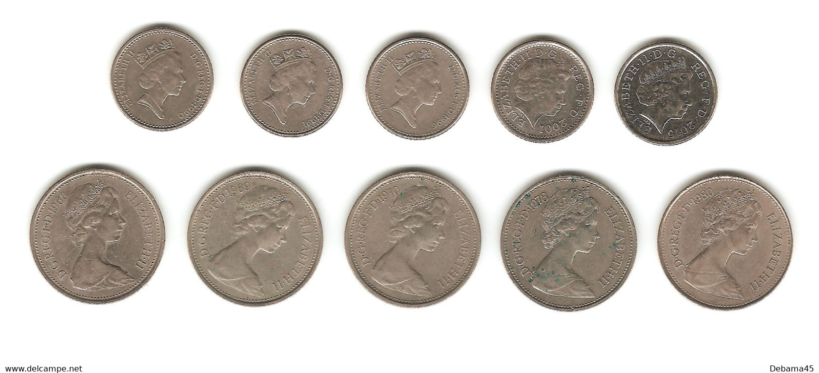 280/ Grande-Bretagne : 10 X 5 Pence (toutes Différentes) - 5 Pence & 5 New Pence