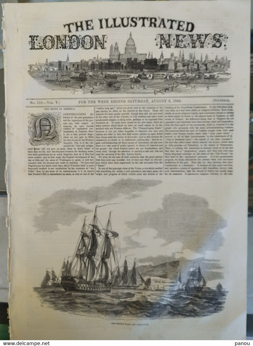 THE ILLUSTRATED LONDON NEWS 118, AUGUST 3, 1844. BRITISH FLEET OFF GIBRALTAR. TAHITI PRITCHARD. GOODWOOD RACES - Altri & Non Classificati