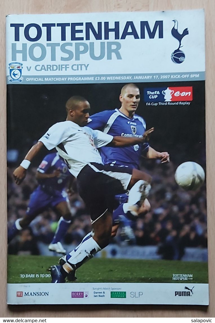 Tottenham Hotspur Vs Cardiff City 17. 1. 2007  Football Match Program - Livres