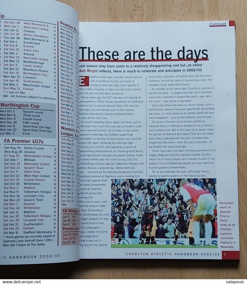 Charlton Athletic 2002/03 Edited By Marr Wright, Football - Libri