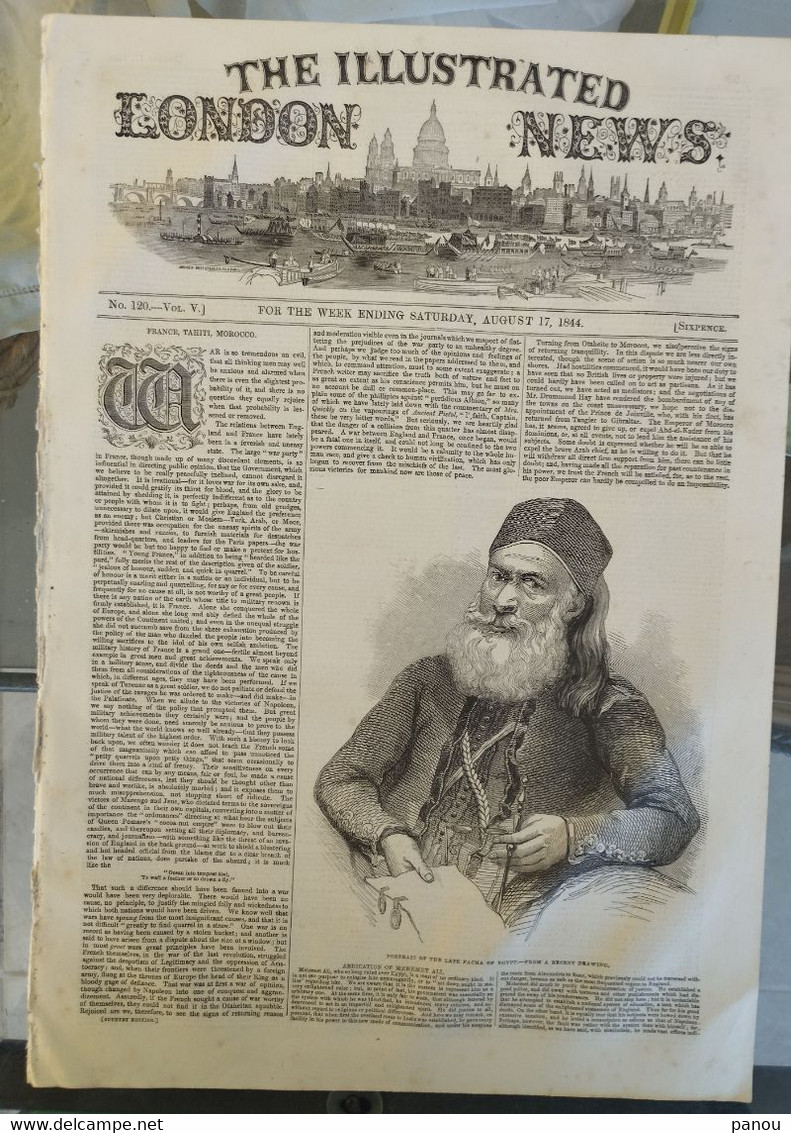 THE ILLUSTRATED LONDON NEWS 120. AUGUST 17, 1844. EGYPT. MOROCCO MAROC TANGIER. BURNS FESTIVAL DOON. WOLVERHAM RACES - Other & Unclassified