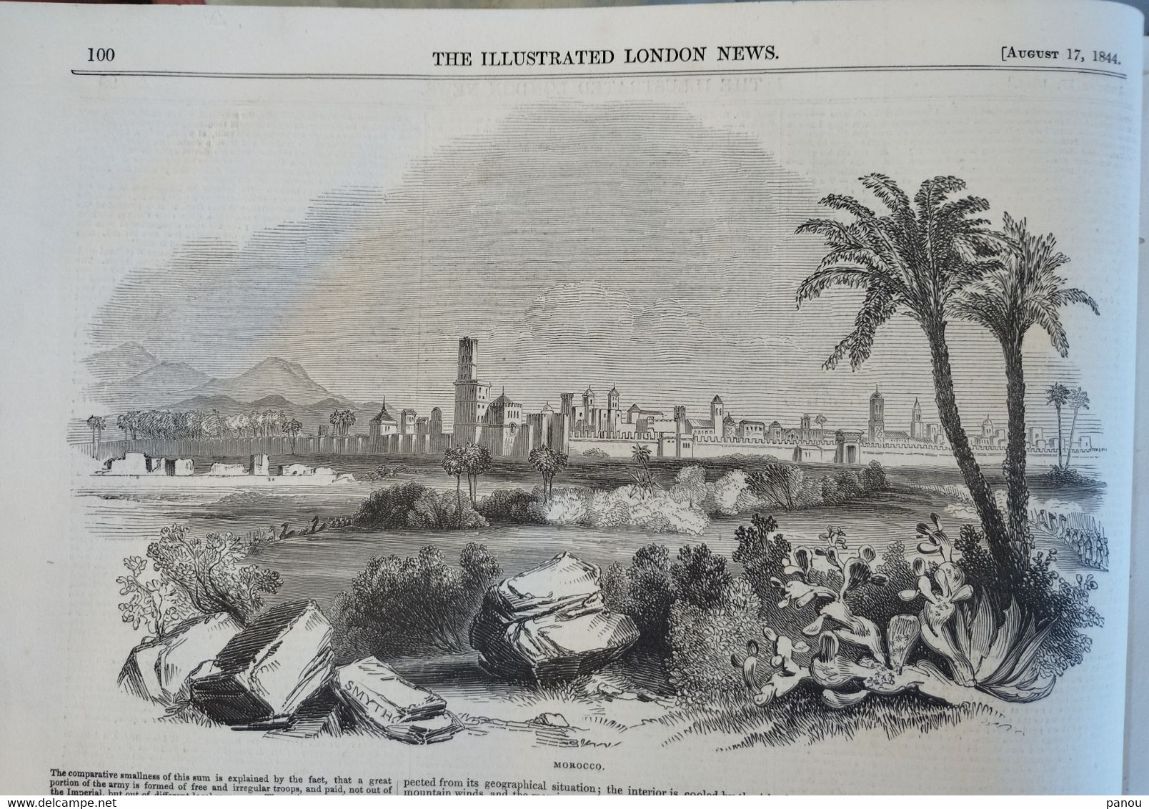 THE ILLUSTRATED LONDON NEWS 120. AUGUST 17, 1844. EGYPT. MOROCCO MAROC TANGIER. BURNS FESTIVAL DOON. WOLVERHAM RACES - Autres & Non Classés