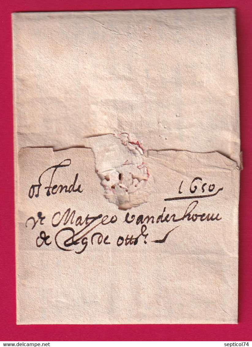 LETTRE DE 1650 TAXE ESPAGNOLE IIII OSTENDE BELGIQUE POUR ANVERS LETTRE COVER - 1621-1713 (Paesi Bassi Spagnoli)