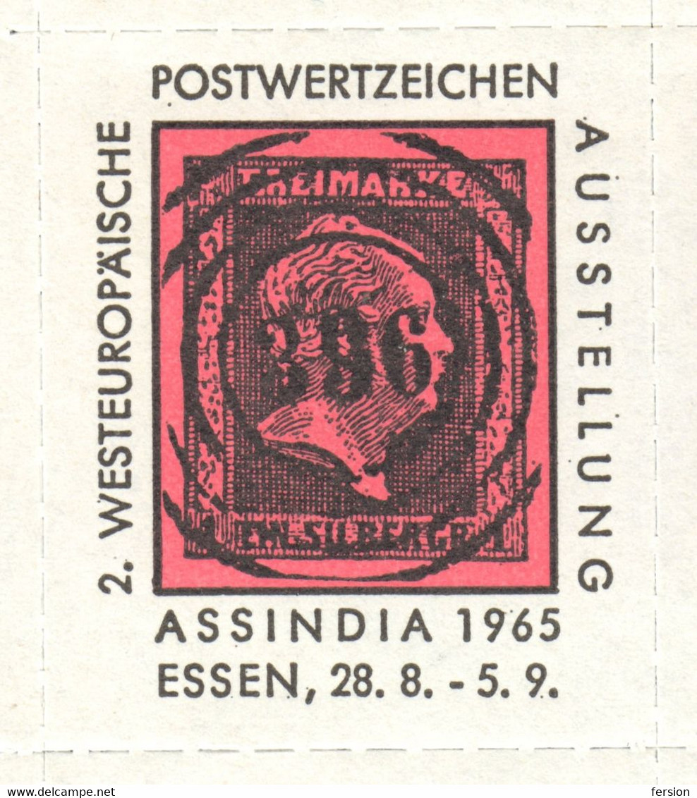 Stamp On Stamp Friedrich Wilhelm IV PRUSSIA Philatelist Exhibition Memorial Sheet GERMANY1965 ASSINDIA Essen - Bibliografías