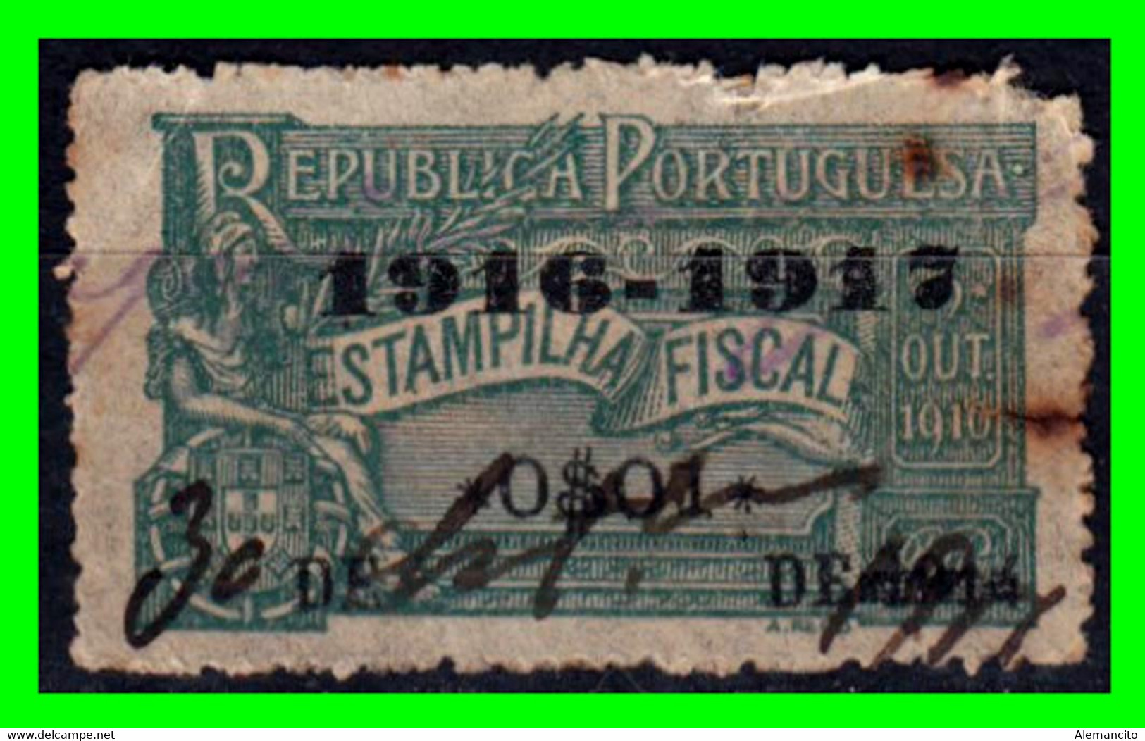 PORTUGAL… ( EUROPA ) SELLOS AÑO 1916 - IMPOSTO DO SELO INGRESO FISCALES UTILIZADO - Usati