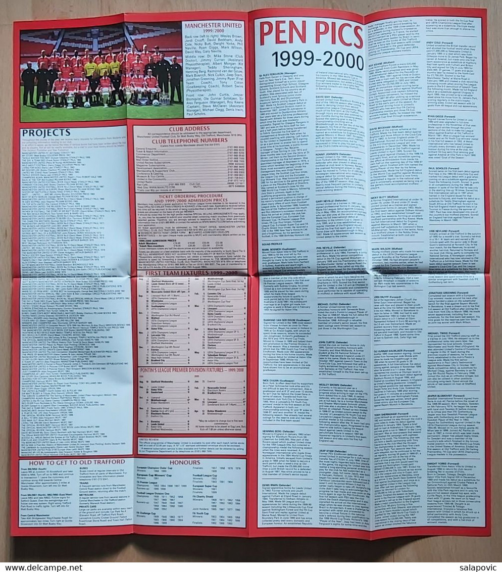 Manchester United FC Team 1999/2000 England Information Guide Fussball Futebol Soccer Calcio Fútbol Football SL-1 - Altri & Non Classificati