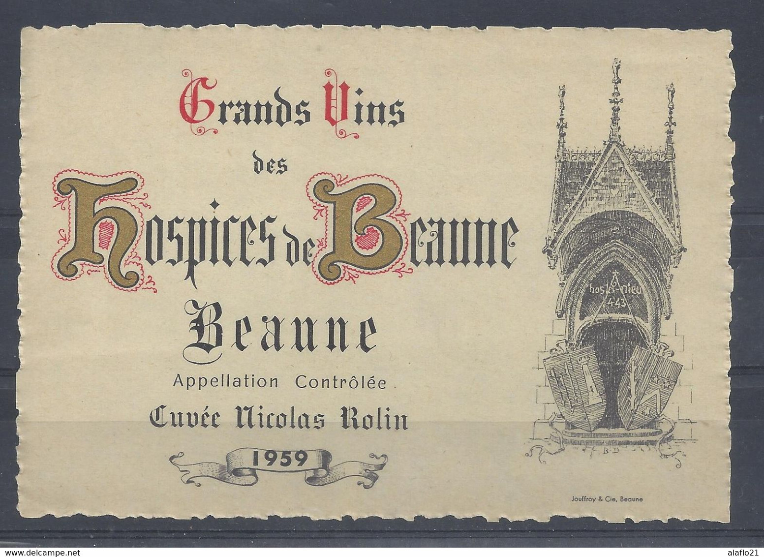 Etiquette HOSPICES De BEAUNE - BEAUNE Cuvée Nicolas Rolin 1959 - Bourgogne