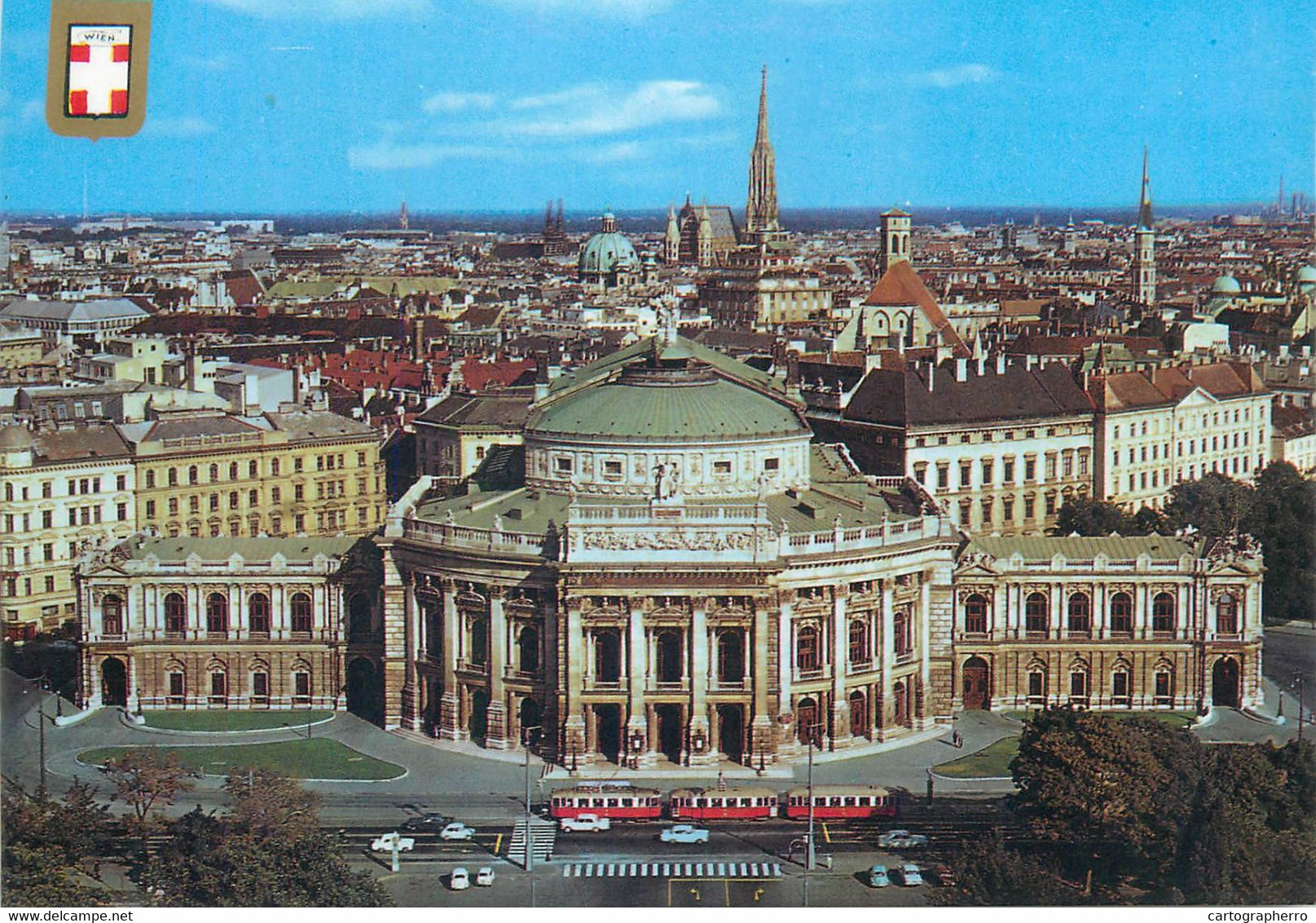 Austria Postcard Wien Rooftop View Burgtheater Panorama 1985 - Belvedere