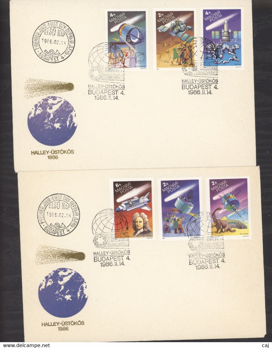 L 0083  -  Hongrie  :  Yv 3023-28  (o)   FDC   ,  Comète De Halley - Storia Postale