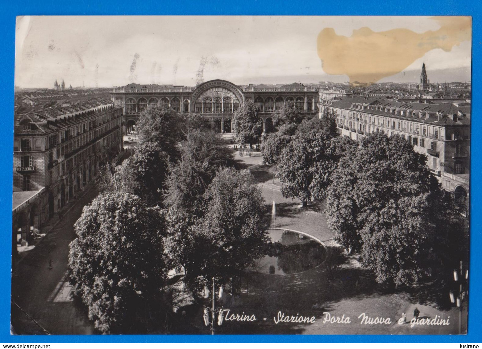 Torino, Stazione Porta Nuova E Giardini, Italia - Railway Train Station W/ Stamp Timbre - Stazione Porta Nuova