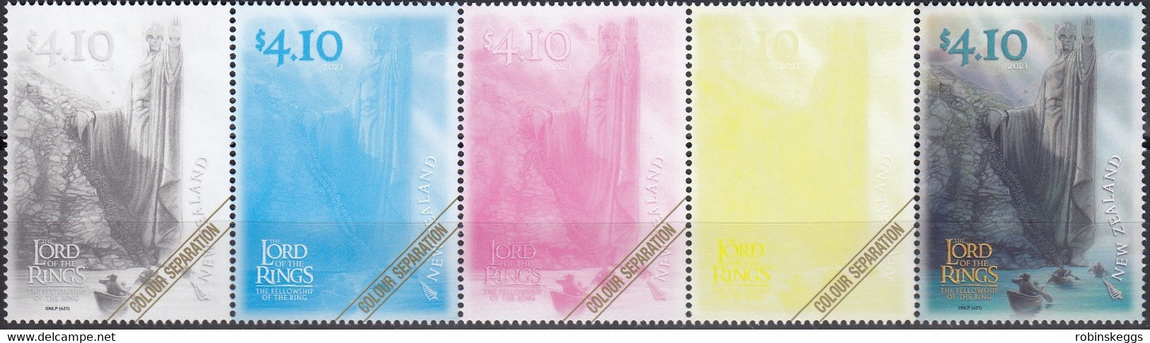NEW ZEALAND 2021 Lord Of The Rings: Fellowship 20th Anniv., $4.10 Colour Separations Proof - Vignettes De Fantaisie