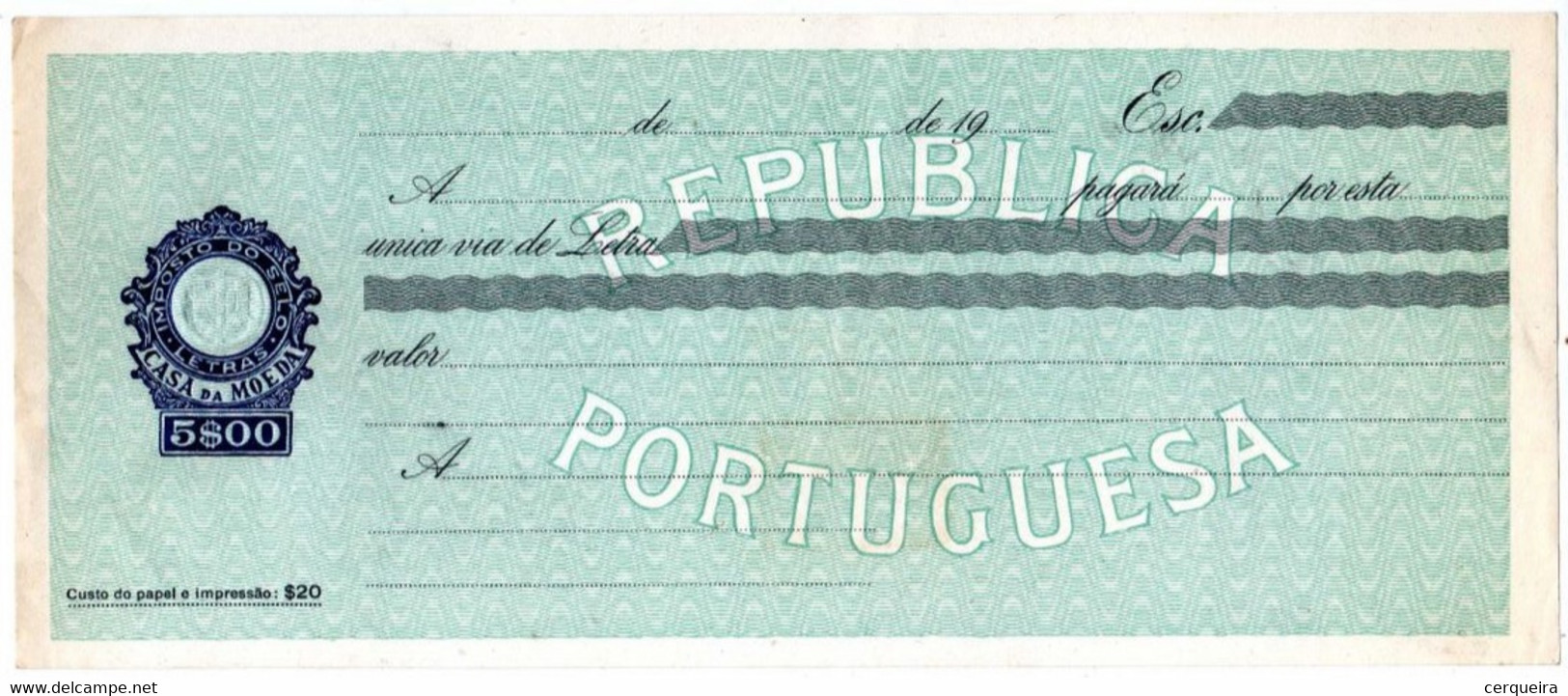 PORTUGAL - Letra Nova-5$00 - Nuovi