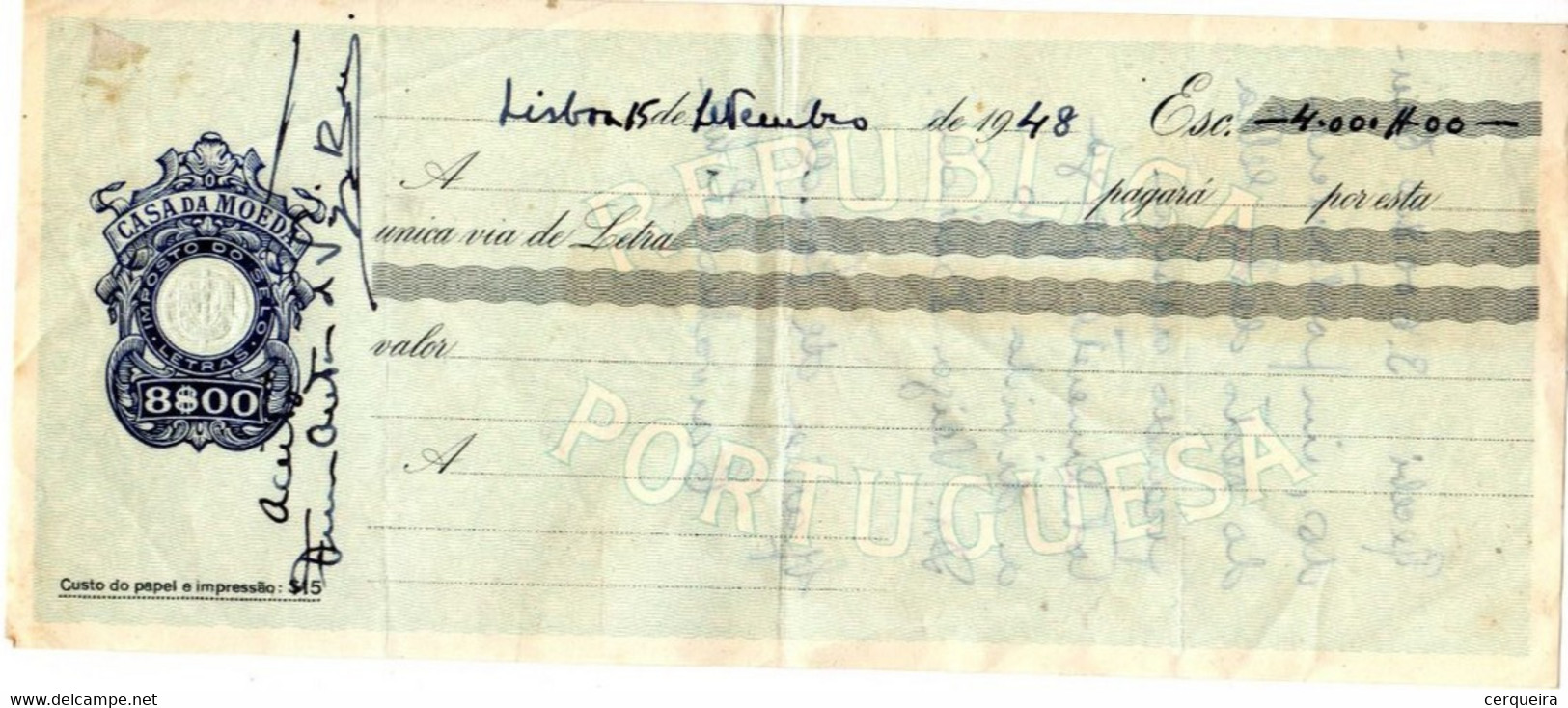 PORTUGAL - Letra -8$00 - Gebraucht