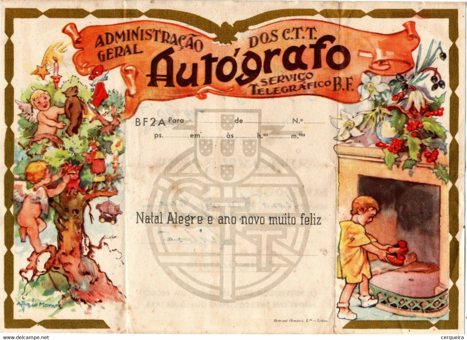 SERVIÇO TELEGRAFICO BF DE NATAL-AUTÓGRAFO -NATAL ALEGRE E ANO NOVO FELIZ - Oblitérés