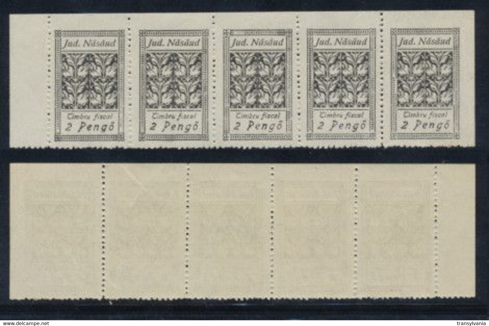 Romania Northern Transylvania 1945 Nasaud Local Revenue 2 Pengo MNH Stamps In Horizontal Strip Of 5. RR! - Fiscales