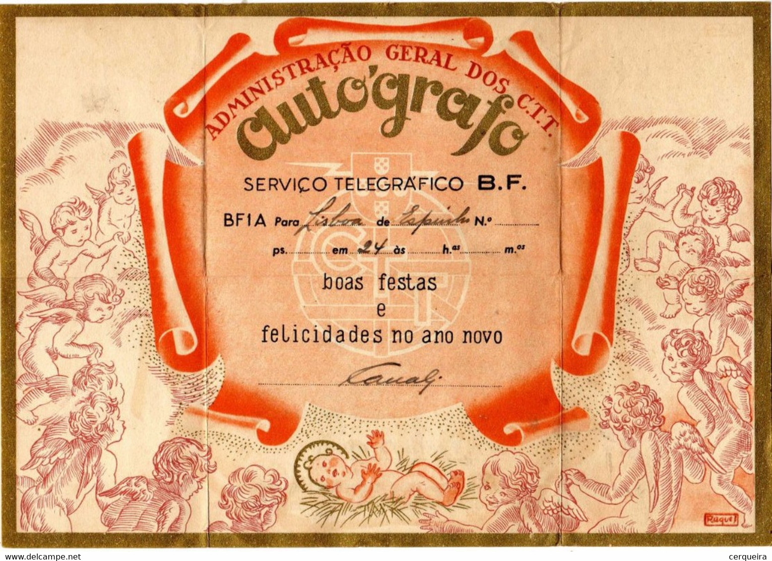 SERVIÇO TELEGRAFICO BF DE NATAL-AUTÓGRAFO -BOAS FESTAS E FELICIDADES NO ANO NOVO - Used Stamps