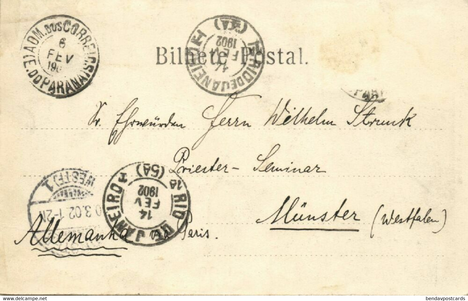 Brazil, CURITYBA, Balsa De Conchas, Ferry, Rio Tibagy (1902) Max Rösner Postcard - Curitiba