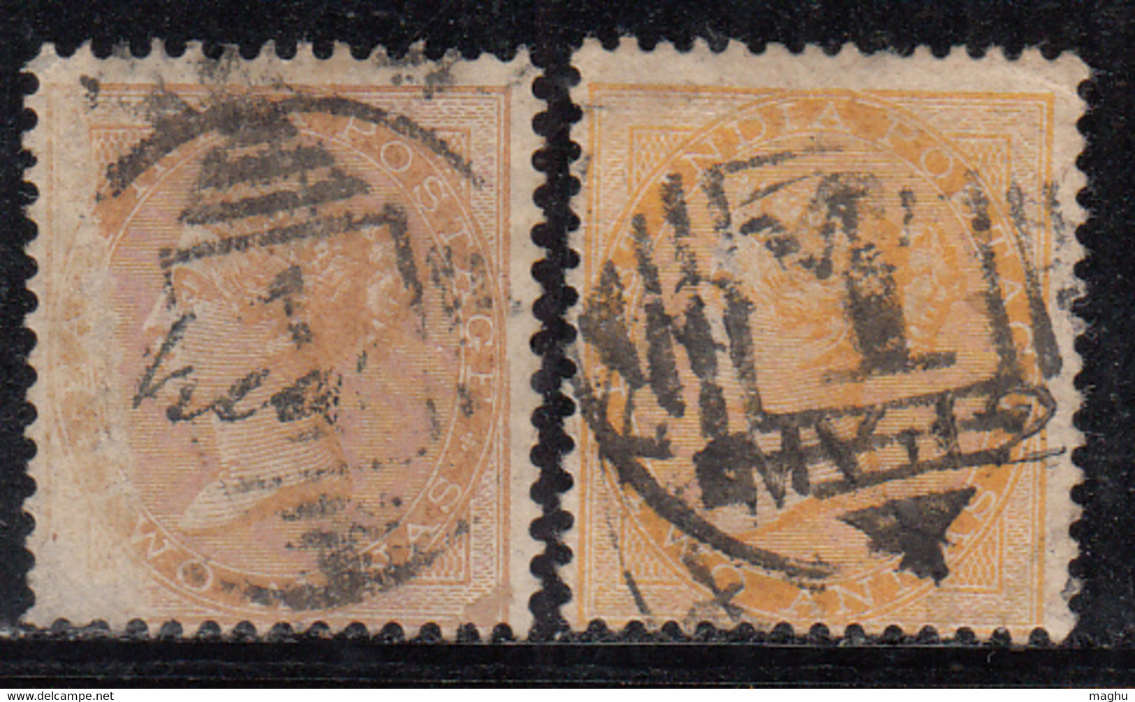 '1' Madras X 2 Diff. Size (large & Smal) Madras/ Cooper / Renouf Type 9, British  India Used, Early Indian Cancellations - 1854 Compagnia Inglese Delle Indie