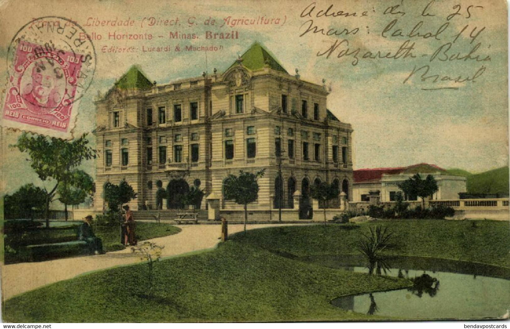 Brazil, BELO HORIZONTE, Praça Da Liberdade, Direct. G. De Agriculture (1910) Postcard - Belo Horizonte