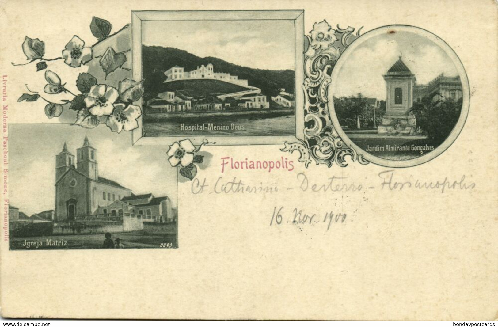 Brazil, FLORIANÓPOLIS, Hospital Menino Deus, Igreja Matriz (1900) Postcard - Florianópolis