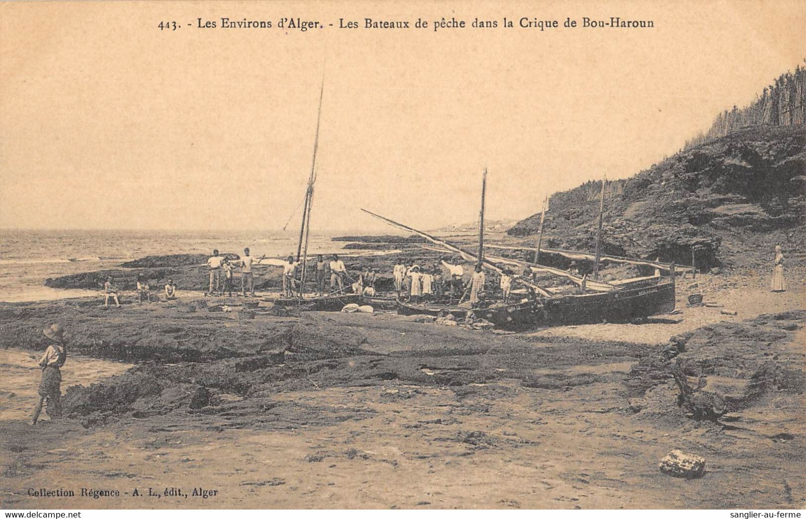 CPA ALGERIE LES ENVIRONS D'ALGERS LES BATEAUX DE PECHE DANS LA CRIQUE DE BOU HAROUN - Sonstige & Ohne Zuordnung