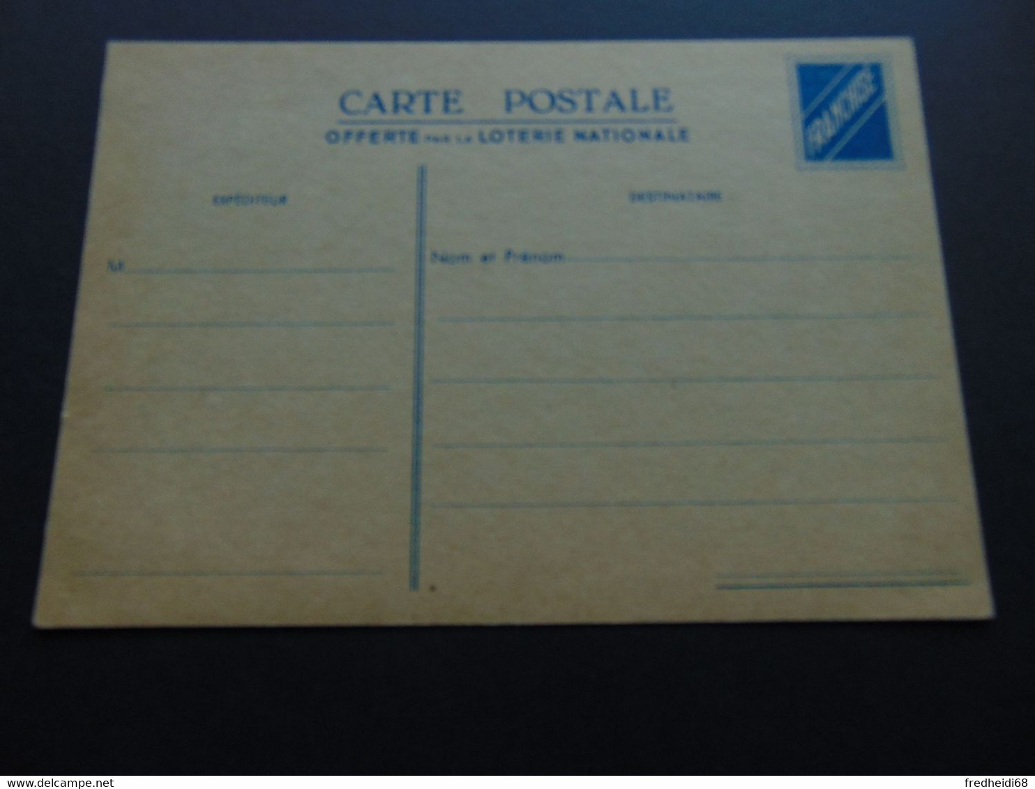 Carte Postale Publicitaire à Usage De Franchise Militaire De La Loterie Nationale - Pseudo-interi Di Produzione Privata