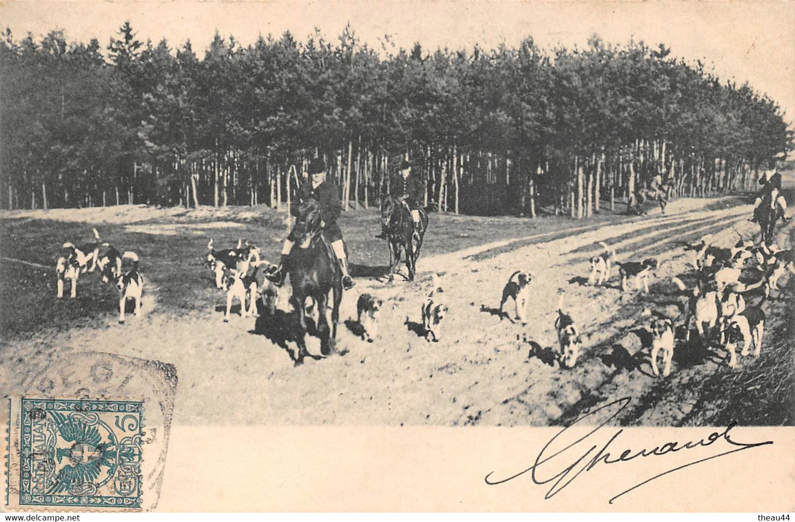 ITALIE - Campagna ROMANA - ROME - Lot de 5 Cartes de Chasse à Courre, Chiens de Chasse, Chevaux, Chasseurs, Vénerie