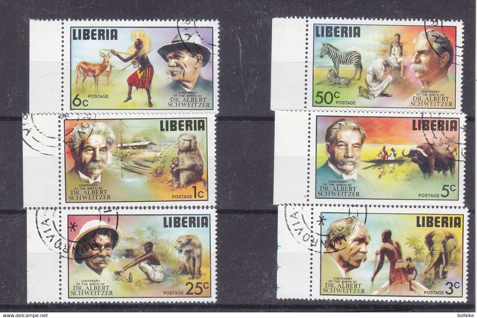 Albert Schweitzer - Liberia - Yvert 679 / 84 Oblitéré - Singes - éléphants - Lions - Zèbres - - Albert Schweitzer
