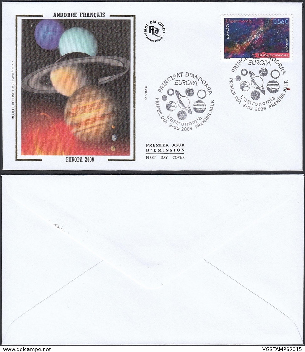 Andorre  2009-Andorre-Française- Lettre 1er. Jour Emission. Mi Nº 694. Theme: Cosmos....... (EB) DC-111263 - Used Stamps