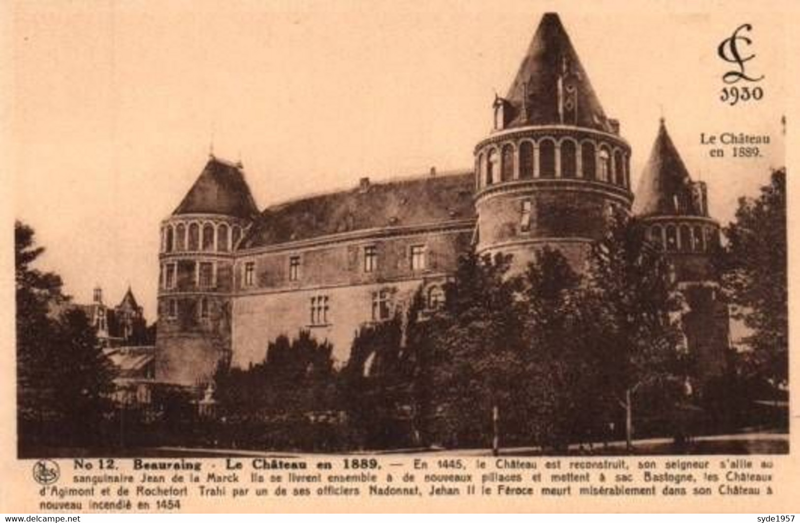 Beauraing Le Château En 1889 (avant L'incendie) - Beauraing