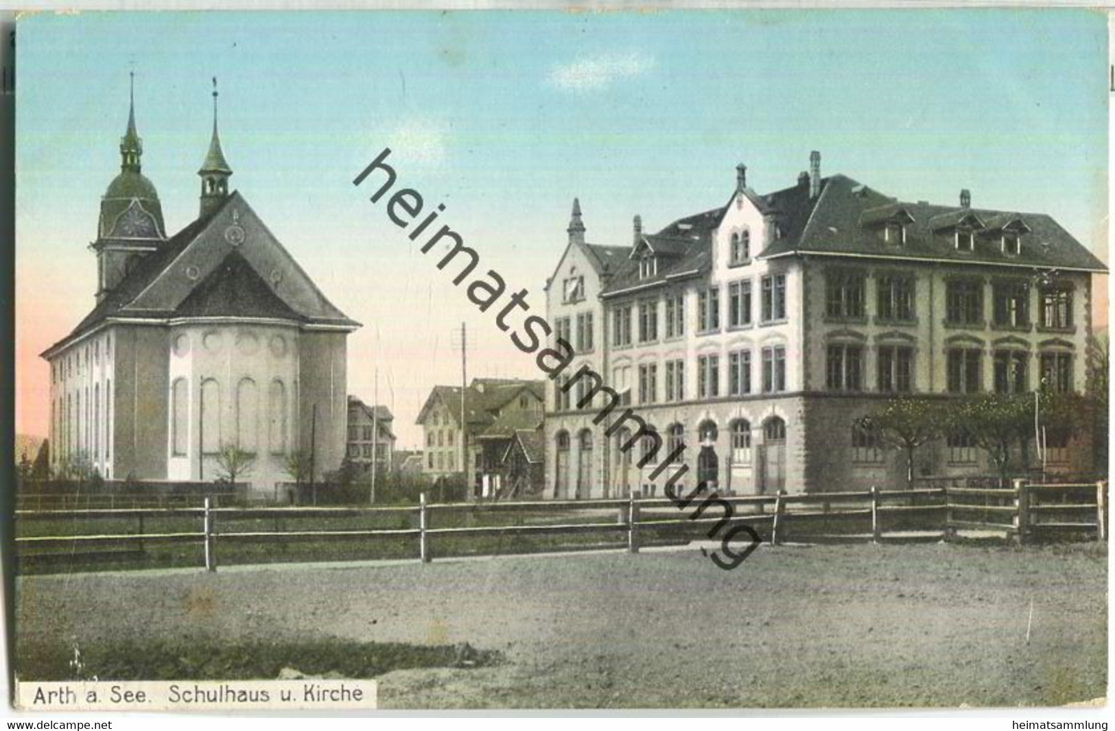 Arth Am See - Schulhaus Und Kirche - Verlag Papeterie J. Camenzind Arth Am See - Arth