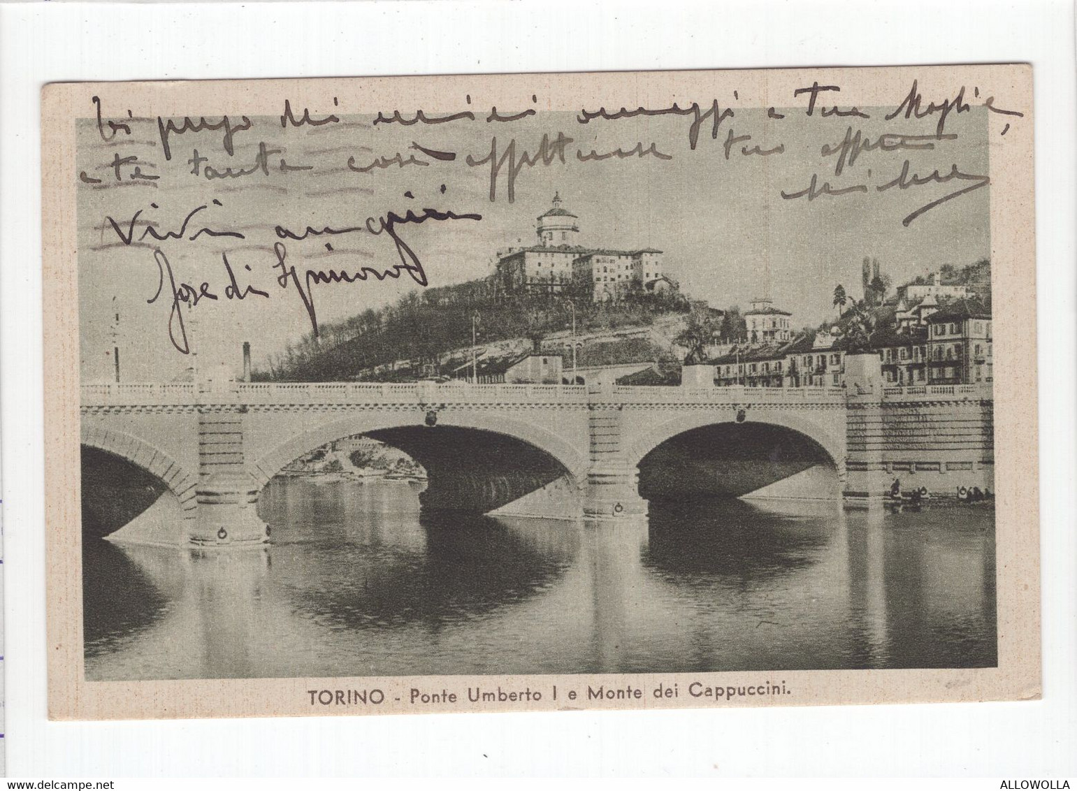 18712 " TORINO-PONTE UMBERTO I E MONTE DEI CAPUCCINI " -VERA FOTO-CART. POST. SPED.1936 - Bridges