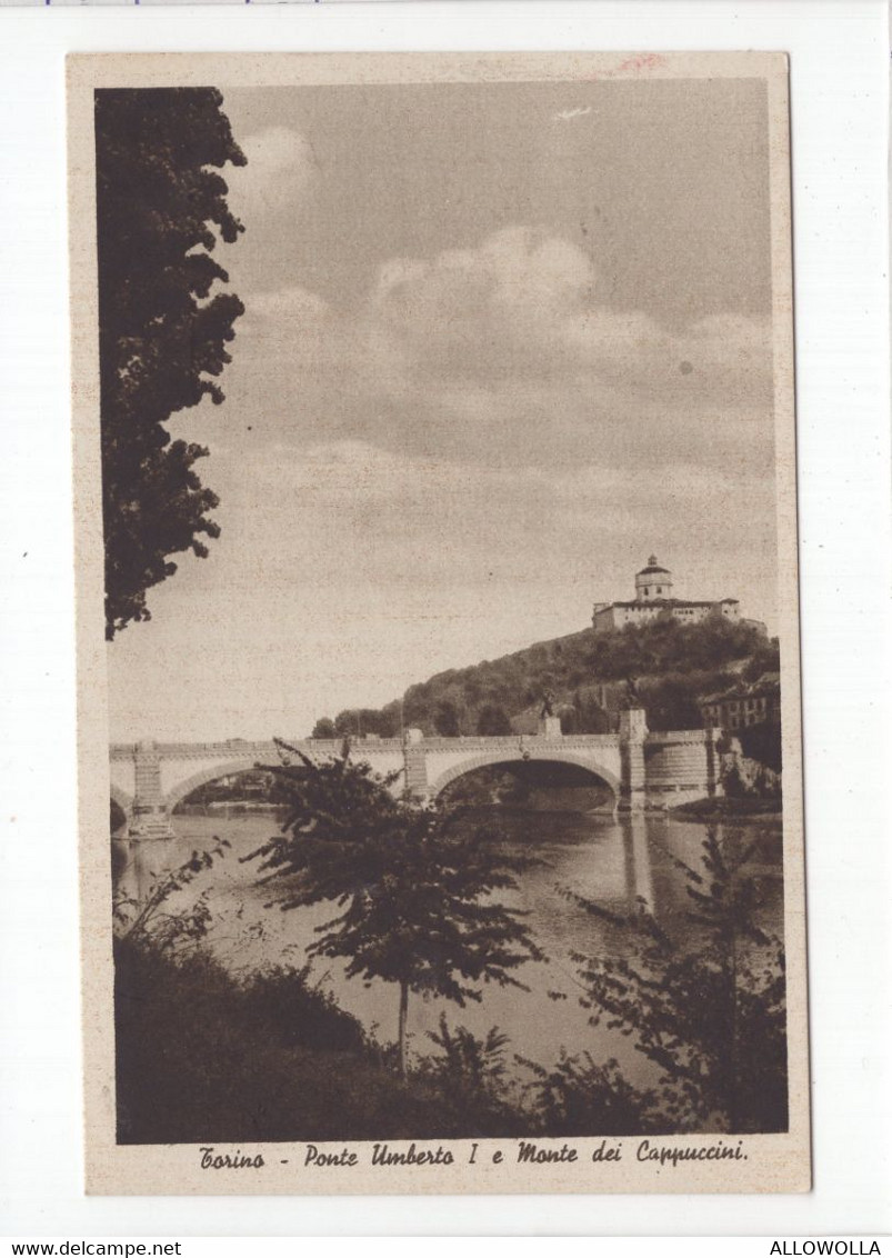 18713 " TORINO-PONTE UMBERTO I E MONTE DEI CAPUCCINI " -VERA FOTO-CART. POST. SPED.1938 - Brücken