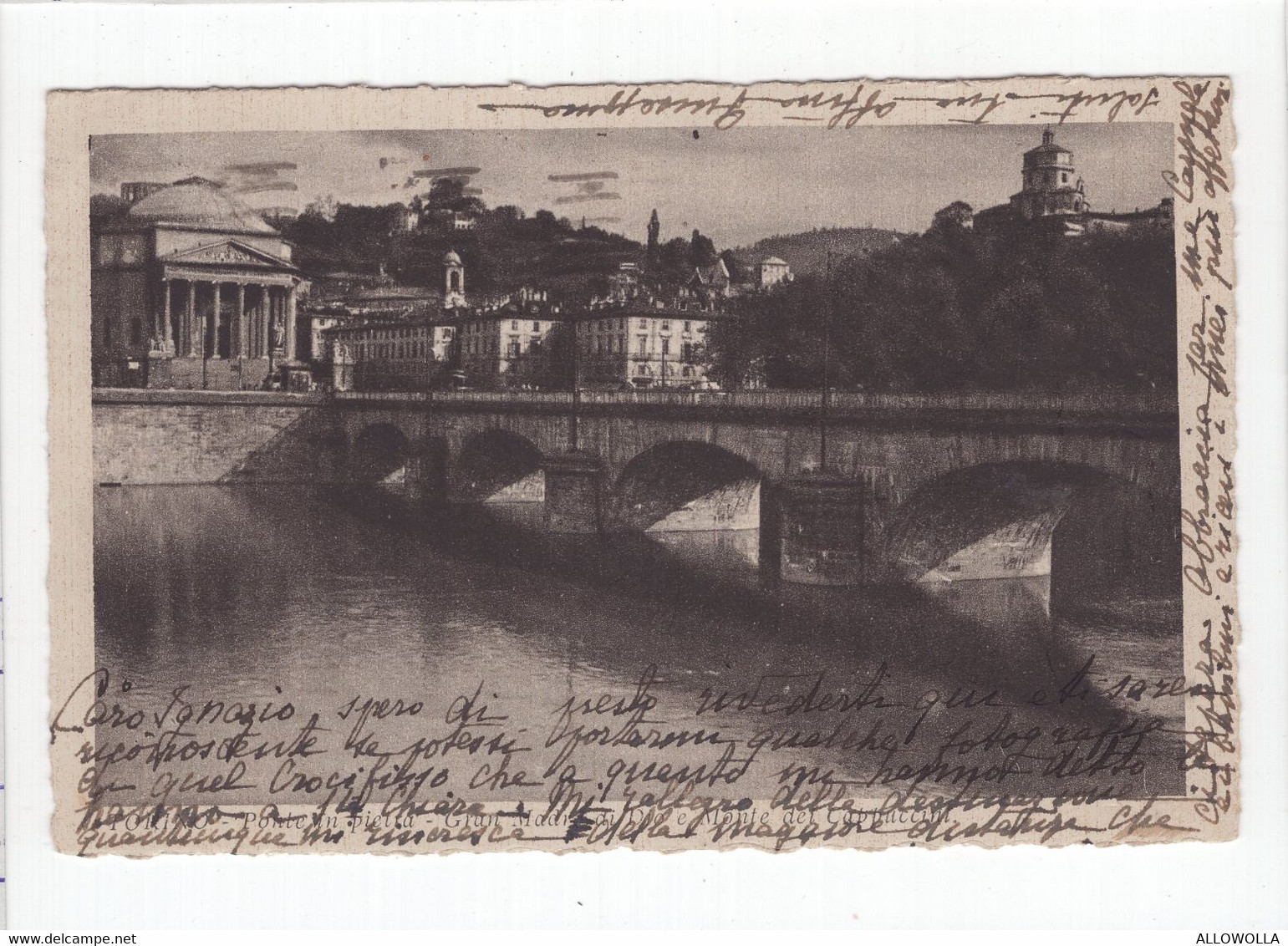 18715 " TORINO-PONTE IN PIETRA-GRAN MADRE DI DIO E MONTE DEI CAPUCCINI " -VERA FOTO-CART. POST. SPED.1934 - Bruggen