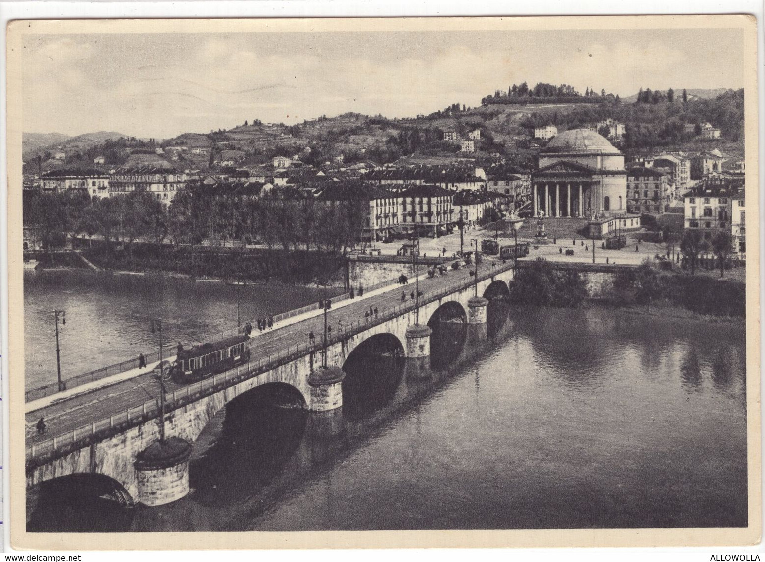 18719 " TORINO-PONTE SUL PO E CHIESA DELLA GRAN MADRE DI DIO " ANIMATA -TRAMWAY-VERA FOTO-CART. POST. SPED.1955 - Bridges