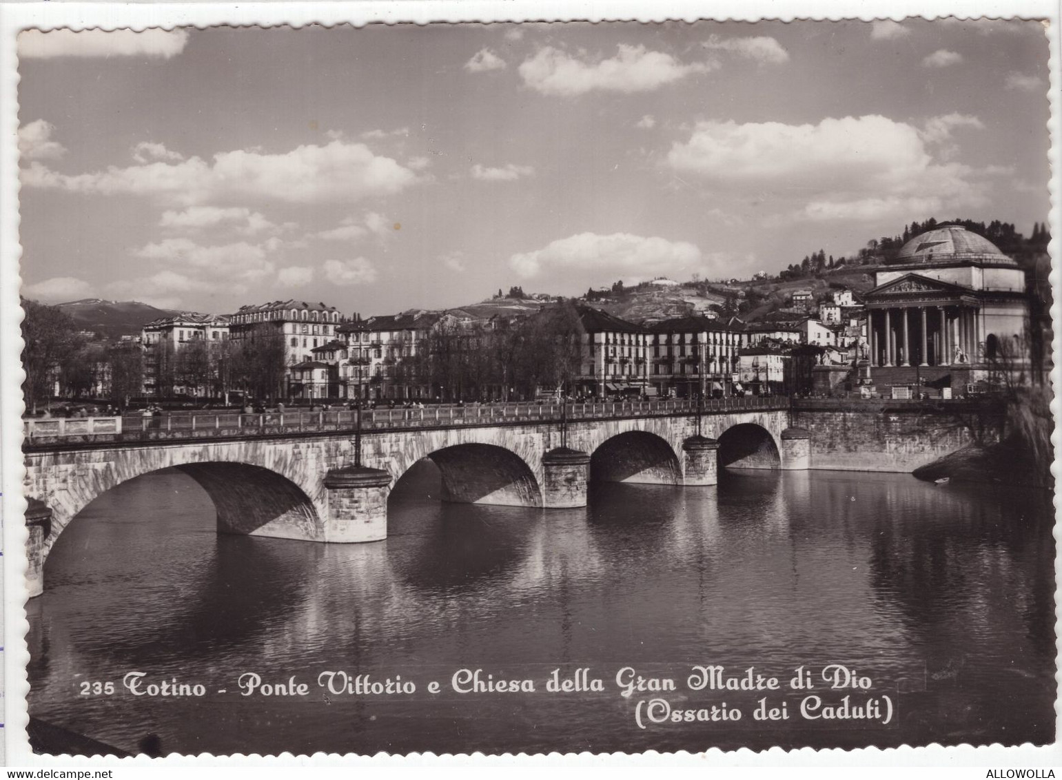 18720 " TORINO-PONTE VITTORIO E CHIESA DELLA GRAN MADRE DI DIO " ANIMATA -TRAMWAY-VERA FOTO-CART. POST. SPED.1952 - Brücken