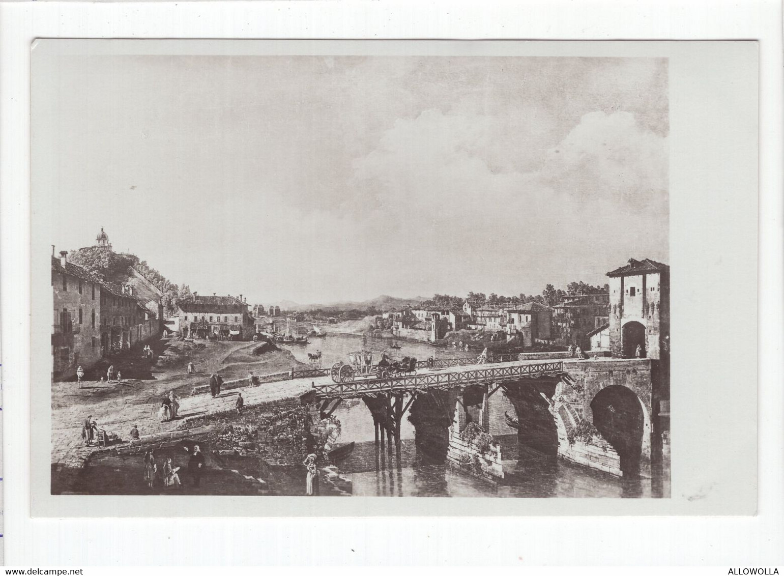 18721 " R. GALLERIA SABAUDA-VEDUTA DELL'ANTICO PONTE SUL PO A TORINO (CANALETTO)" -VERA FOTO-CART. POST. NON SPED. - Brücken