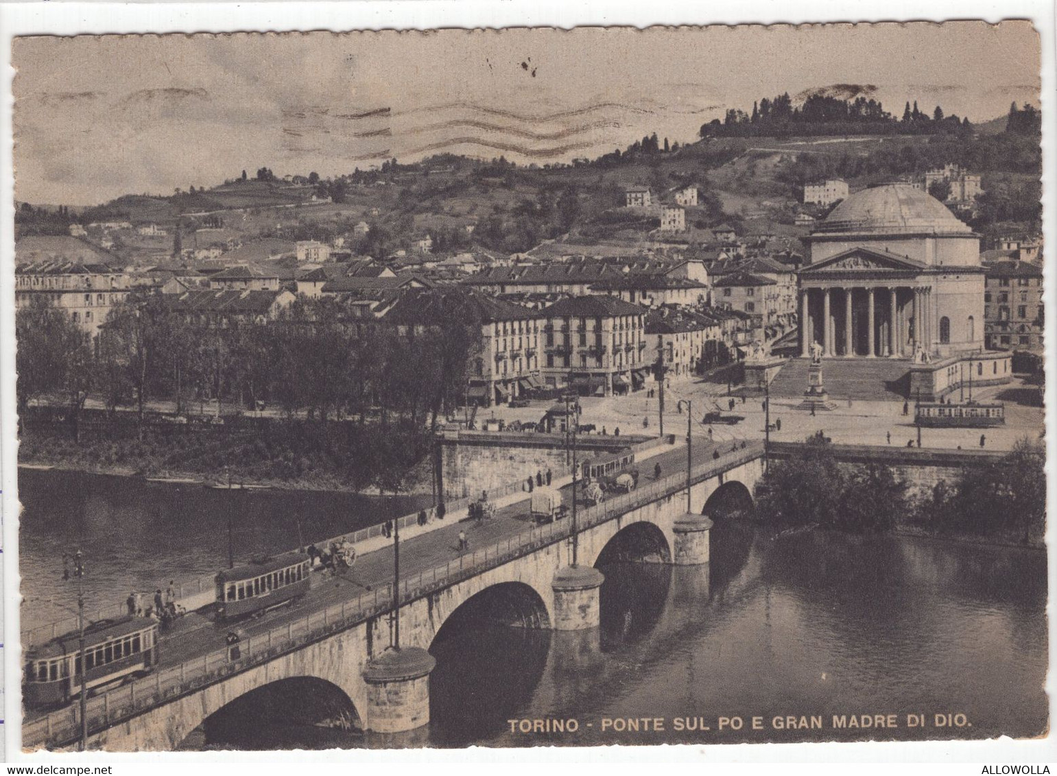 18722 " TORINO-PONTE SUL PO E GRAN MADRE DI DIO " ANIMATA-TRAMWAY-VERA FOTO-CART. POST. SPED.1948 - Bridges