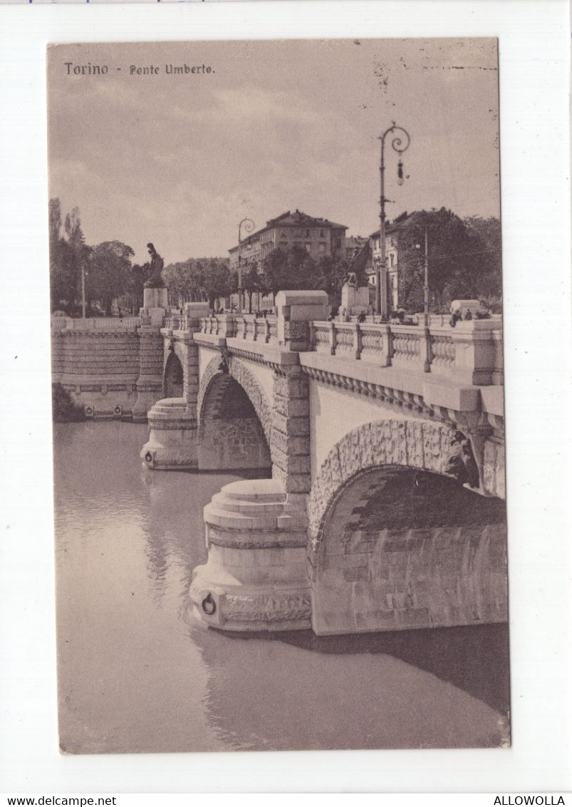 18725 " TORINO-PONTE UMBERTO " ANIMATA-VERA FOTO-CART. POST. SPED.1922 - Ponti