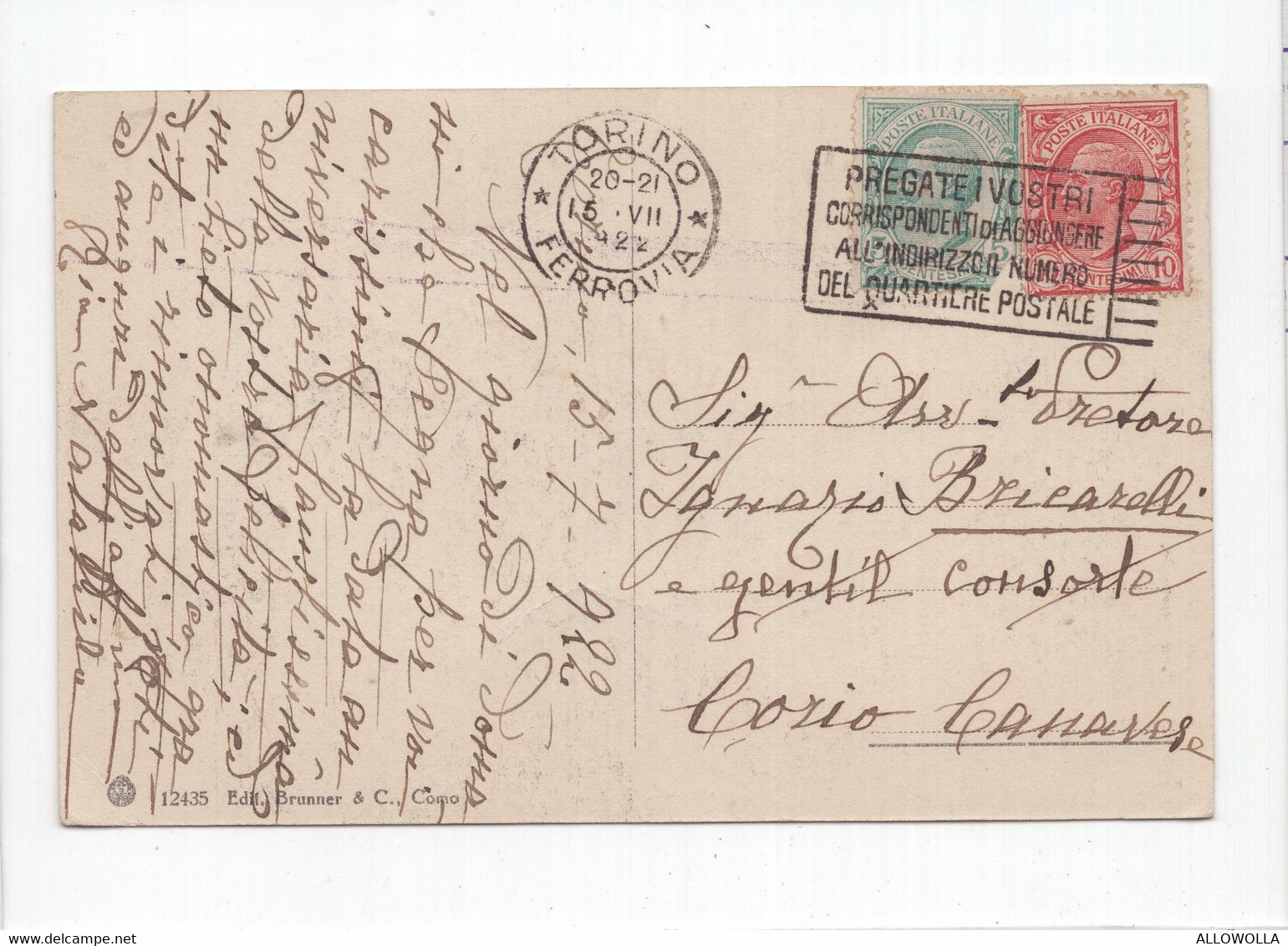 18725 " TORINO-PONTE UMBERTO " ANIMATA-VERA FOTO-CART. POST. SPED.1922 - Ponti