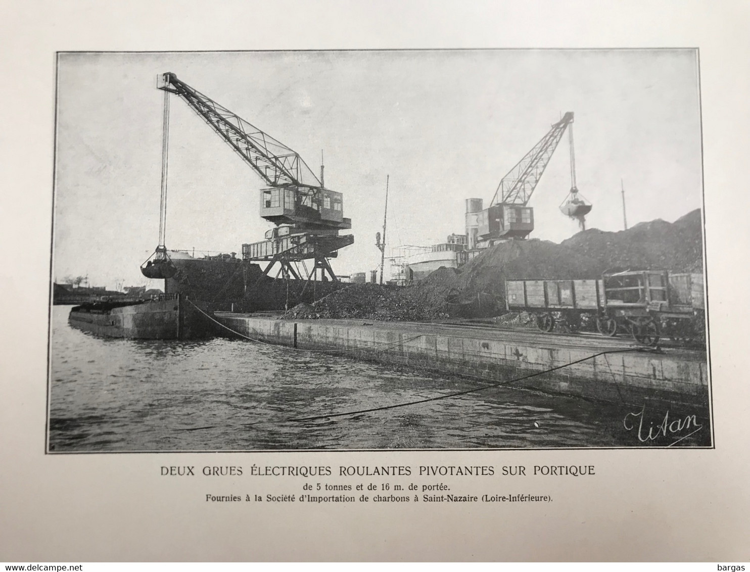 Planche Usine Industrie Grue Port Bateau Charbon à Saint Nazaire - Maschinen