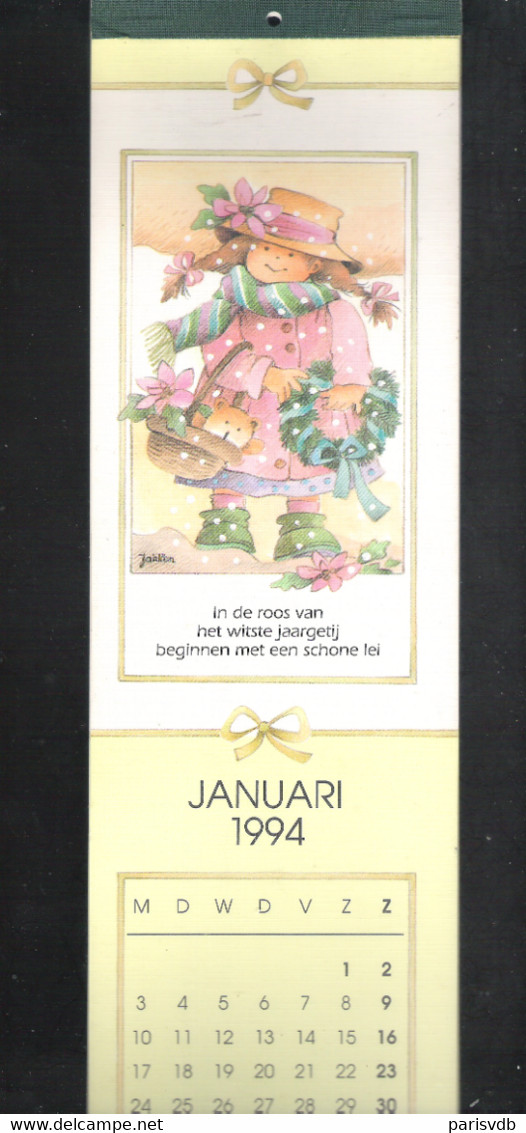 Volledige Kalender 1994 - 12 Illustraties (postkaarten) Van J. MOERMAN - JAKLIEN - Met Aangepast Rijmpje   (JM- K 1994) - Grand Format : 1991-00