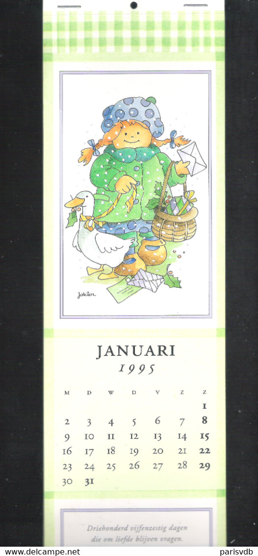 Volledige Kalender 1995 - 12 Illustraties (postkaarten) Van J. MOERMAN - JAKLIEN - Met Aangepast Rijmpje   (JM- K 1995) - Grand Format : 1991-00