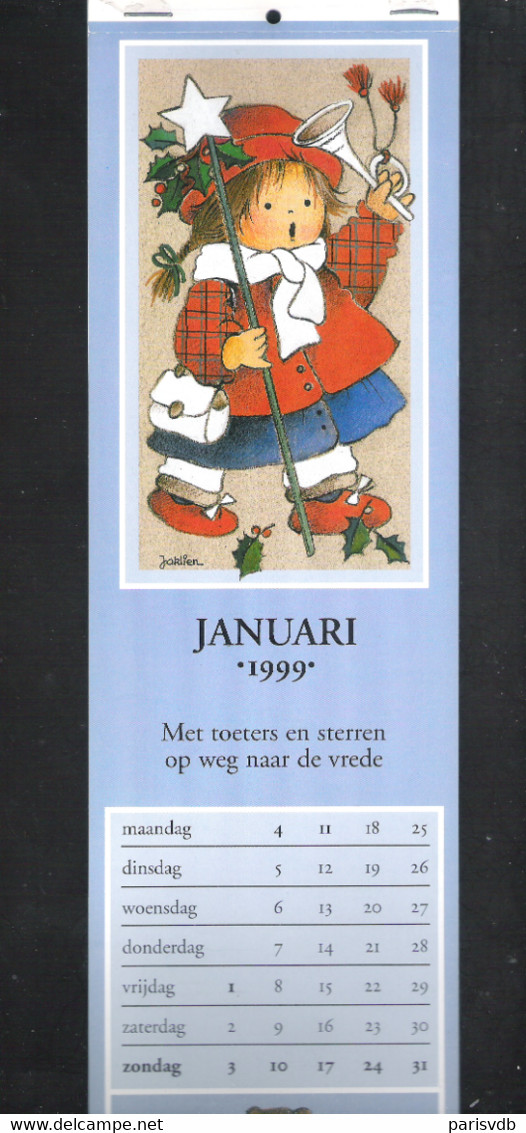 Volledige Kalender 1999 - 12 Illustraties (postkaarten) Van J. MOERMAN - JAKLIEN - Met Aangepast Rijmpje   (JM- K 1999) - Grand Format : 1991-00